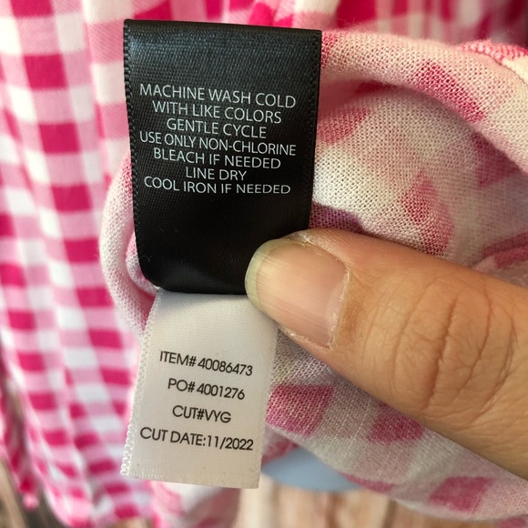 Torrid Fit & Flare Rayon Slub Button Up 3/4 Sleeve Pink Gingham Top - Picture 11 of 14